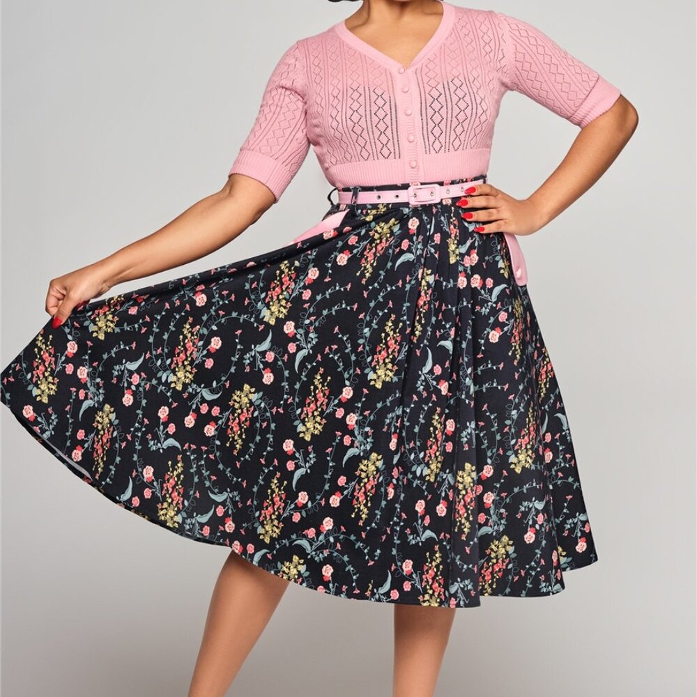 Collectif Dakota Hollyhocks Hooray Swing Skirt - UK Size 10